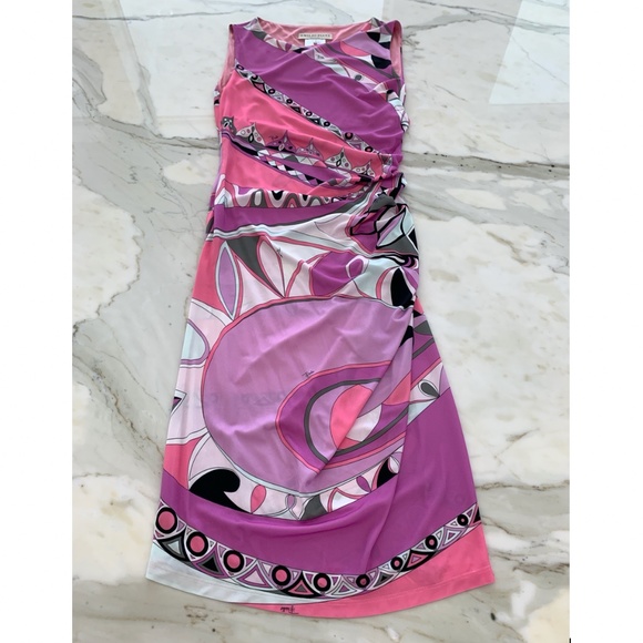 EMILIO PUCCI PINK MULTI PRINT DRESS MODEL 41RL15 SIZE IT 44 / US 10 NWTS! - Picture 9 of 17